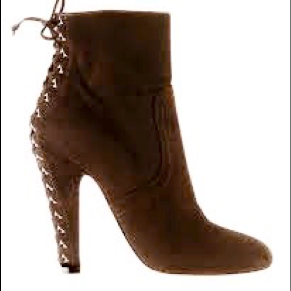 Alaïa Burgundy Suede Lace Up Ankle Boots - Size 7 - Picture 5 of 10